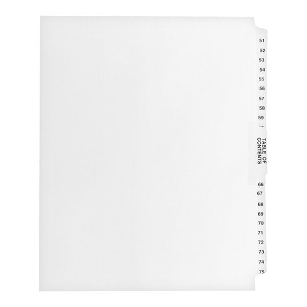 Avery® 11396 Premium Collated 51-75 Tab Table of Contents Legal Exhibit Dividers