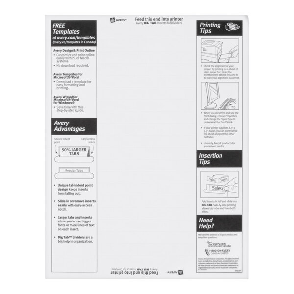 Avery® 11220 Big Tab Extra Wide 5-Tab Multi-Color Insertable Tab Dividers