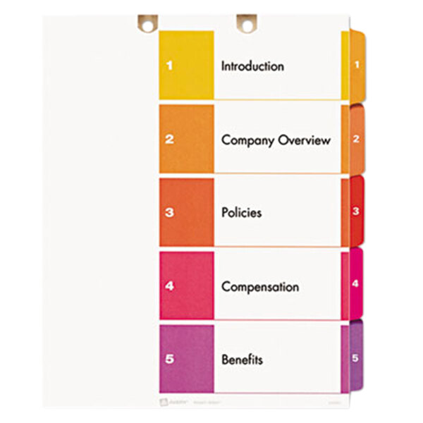 Avery 13156 Ready Index 5 Tab Multi Color Customizable Table Of Contents Dividers Avery Ready Index Template