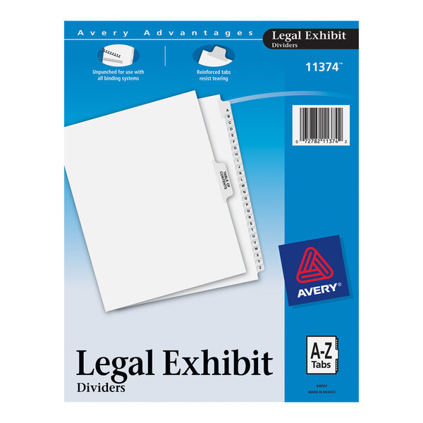 Avery® 11374 Premium Collated 27-Tab A-Z Side Tab Table of Contents Side Tab Legal Exhibit Dividers