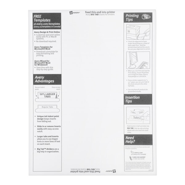 Avery® 11221 Big Tab Extra Wide 5-Tab Clear Insertable Tab Dividers
