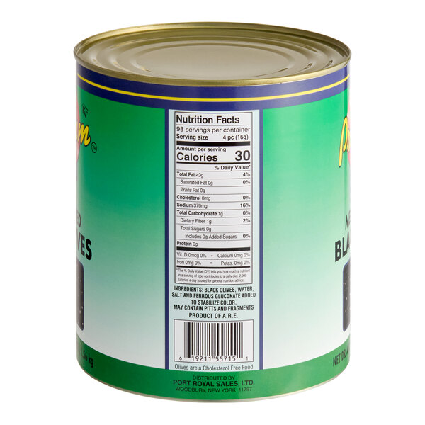 A large can of medium pitted black olives.