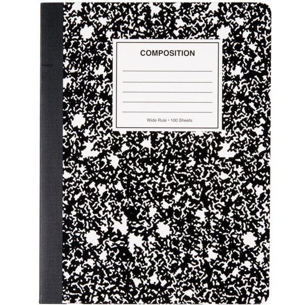 Composition book wide ruled black marble 100ct 975 x7 5 Universal Unv20930 9 3 4 X 7 1 2 Black Wide Ruled Composition Notebook 100 Sheets
