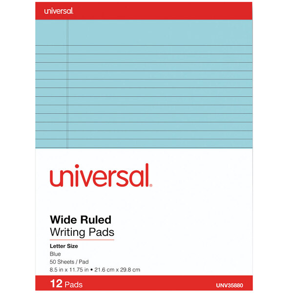 A Universal blue legal ruled note pad.