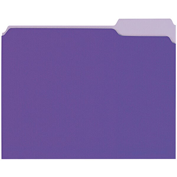 A purple Universal letter size file folder with white tabs.