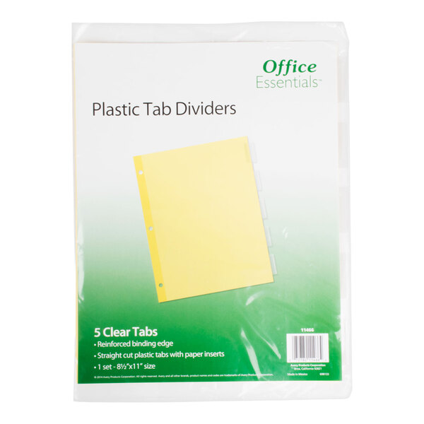 Avery® Office Essentials 11466 5-Tab Clear Insertable Dividers