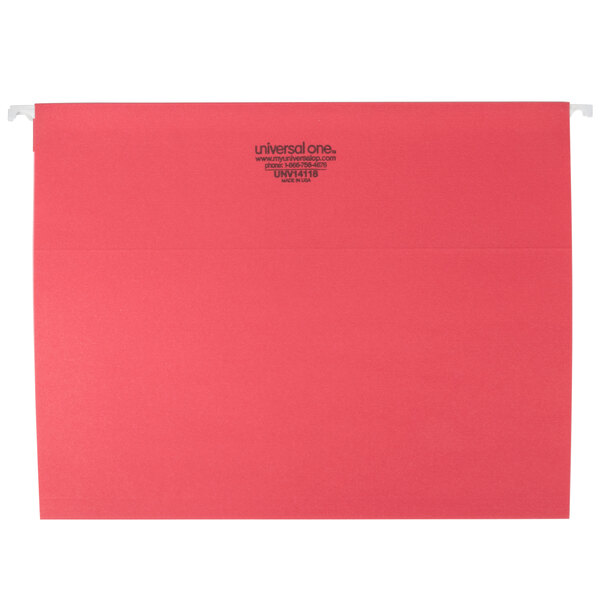 A red rectangular file folder with a black label on it.