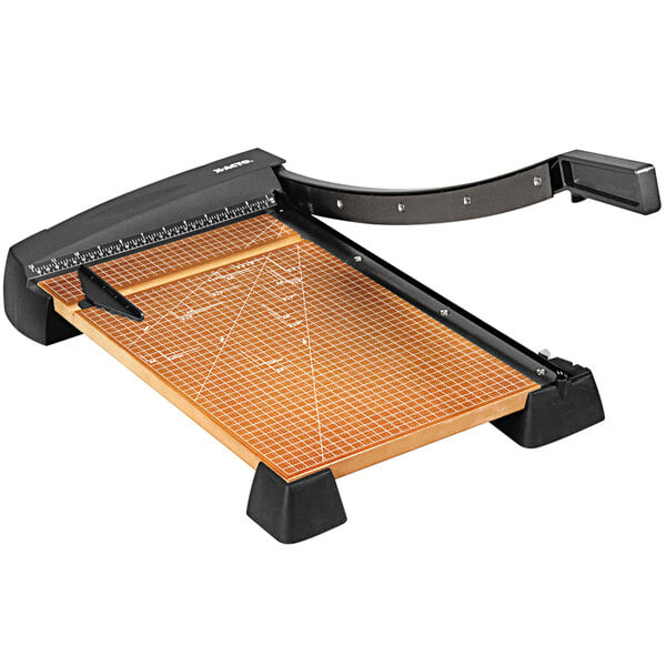 An X-Acto heavy-duty paper cutter with a wood base and ruler.