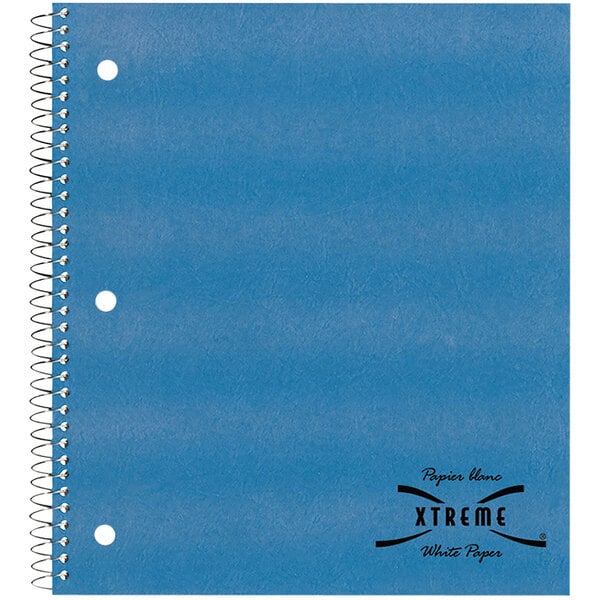 A National assorted color spiral notebook with blue spiral binding.