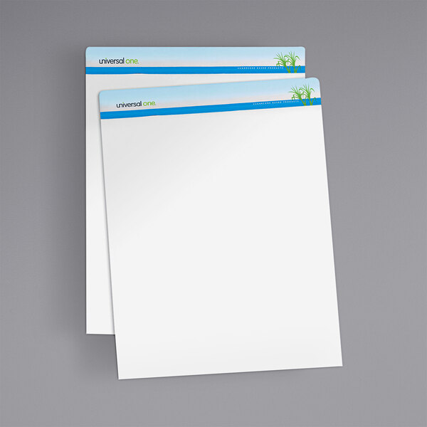 A stack of white Universal Unruled Sugarcane Easel Pads.