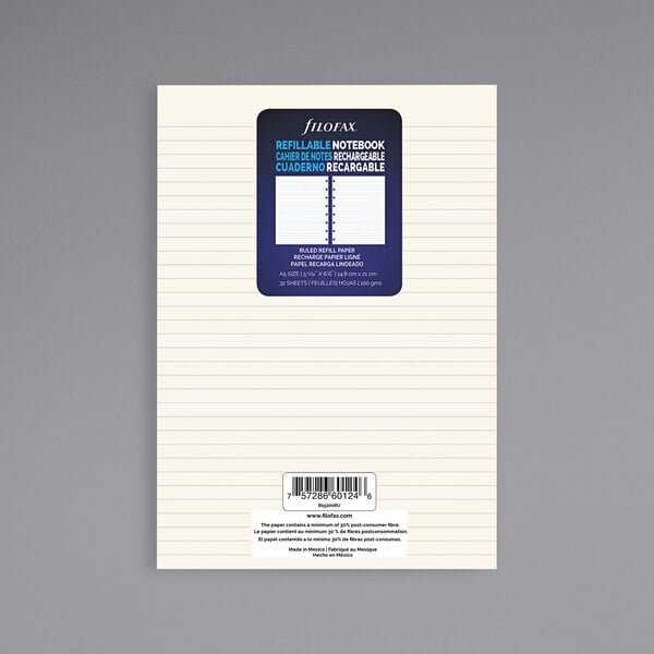 A blue rectangle of white Filofax notebook paper.