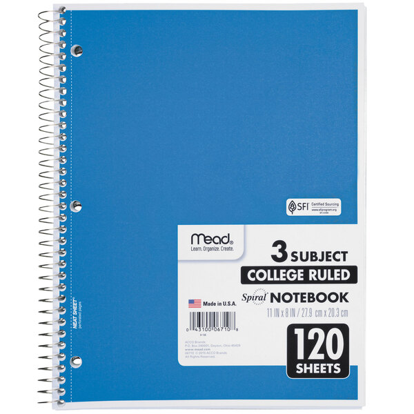 Legal Rule White 1 Subject 10 1/2 X 8 Mead Spiral Bound Notebook Each 