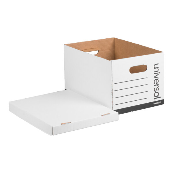 A white Universal economy storage box with a lift-off lid.