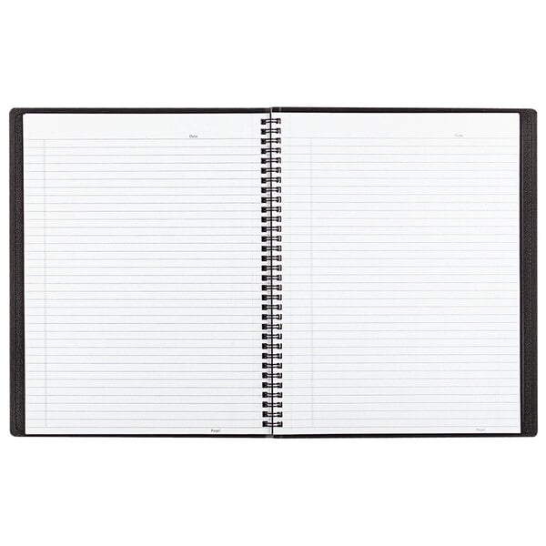 A Blueline black poly cover spiral notebook with college ruled lined pages.