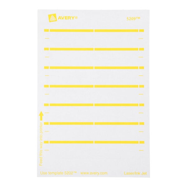 Avery® 05209 11/16" x 3 7/16" White / Yellow Rectangular Write-On / Printable 1/3 Cut File Folder Labels - 252/Pack