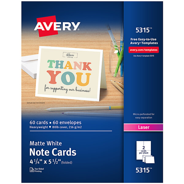 A package of Avery white note cards with envelopes.