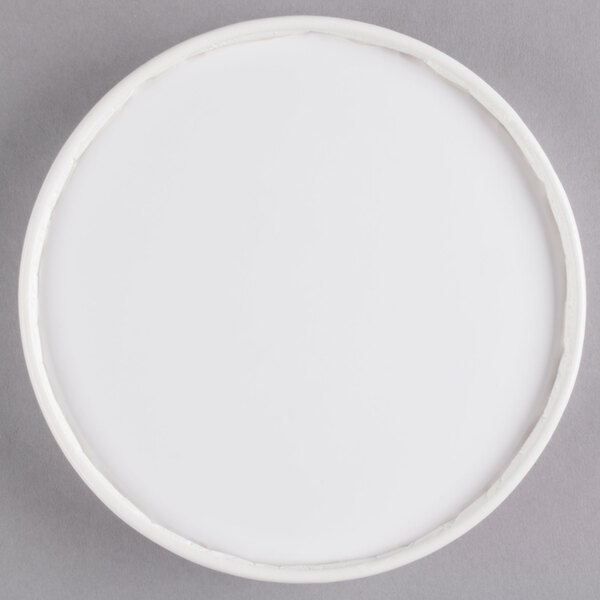 A white circular lid for a white paper soup cup.