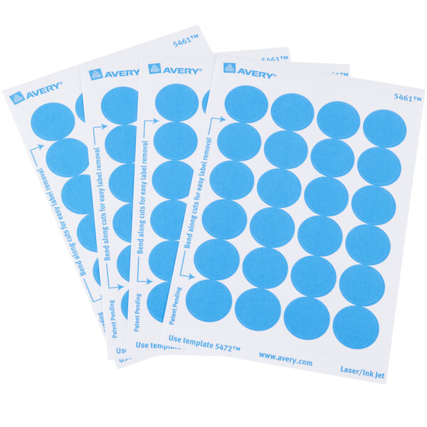 Avery 5461 3/4" Light Blue Round Removable WriteOn / Printable Labels