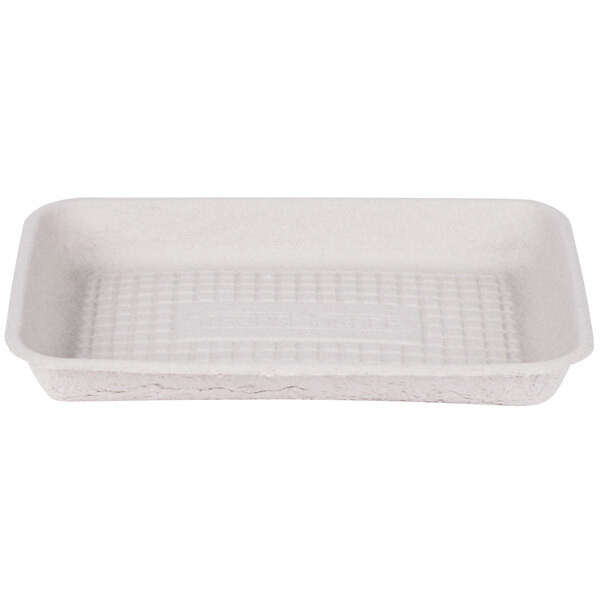 A white rectangular tray with a square pattern on the surface.