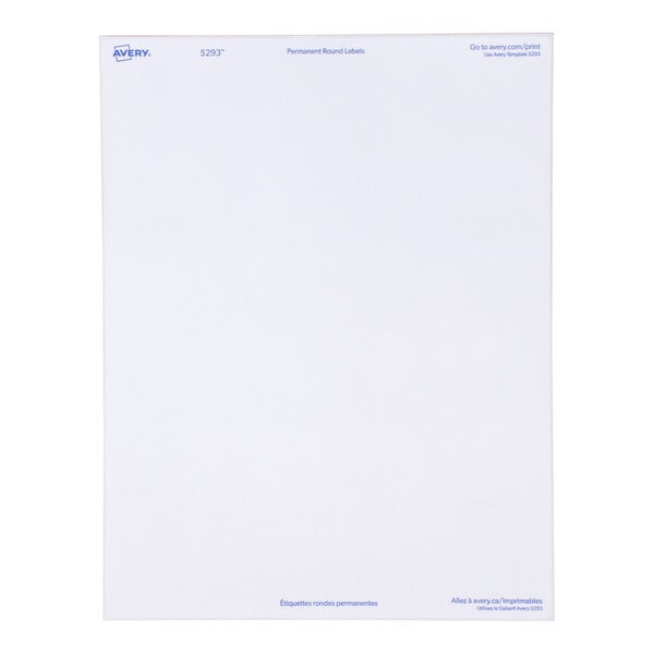 A sheet of white paper with faint round outlines and blue text in the corners.