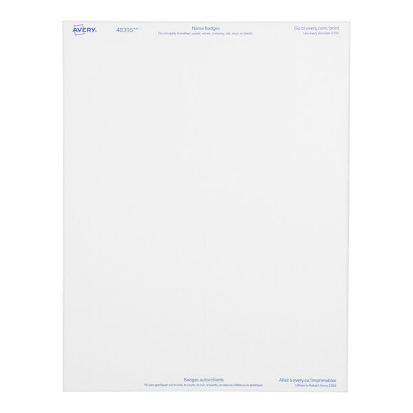 Avery® 48395 2 1/3" x 3 3/8" Ecofriendly White Adhesive Name Badge Labels - 80/Pack