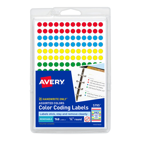 A package of Avery color coding labels in assorted colors.