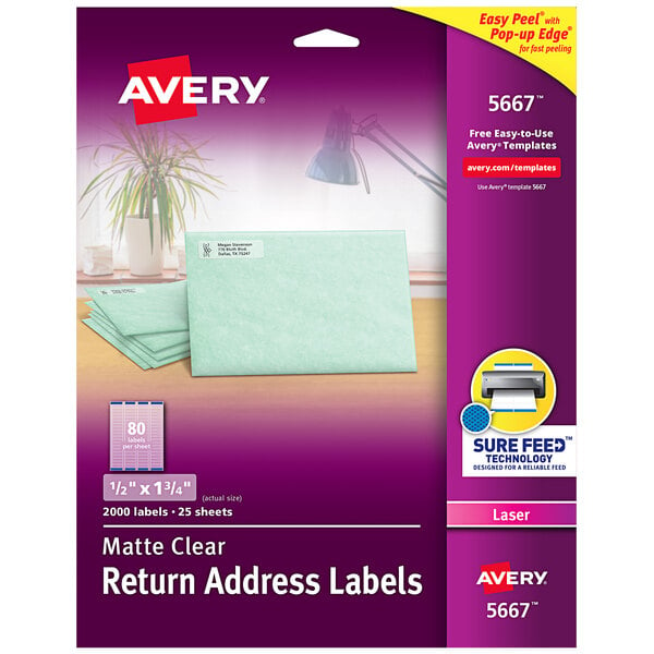 A package of Avery return address labels.