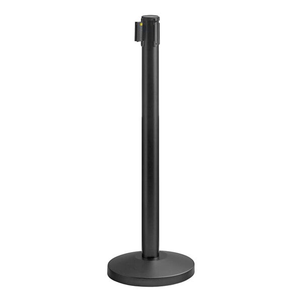 Lancaster Table & Seating 36" Black Metal Crowd Control / Guidance Stanchion with 78" Retractable Belt