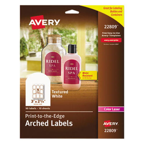 Avery 22809 2 1/4" x 3" White Textured Matte WaterResistant Arched
