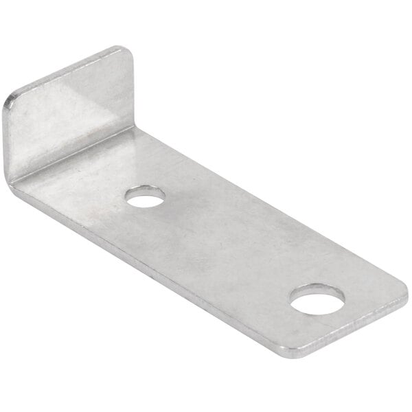 A stainless steel Avantco pilot orifice bracket with holes on the side.