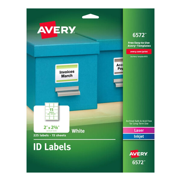 Avery 6572 2 X 2 5 8 White Permanent ID Labels 225 Pack