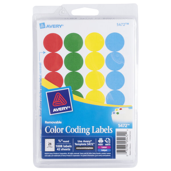 Avery 5472 3 4 Assorted Colors Round Removable Write On Printable 