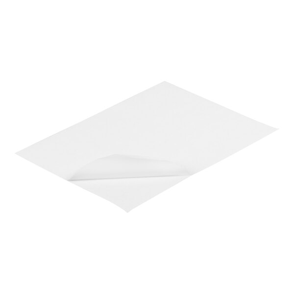 A single white sheet with one corner partially peeled back, suggesting it is a sticker or label.