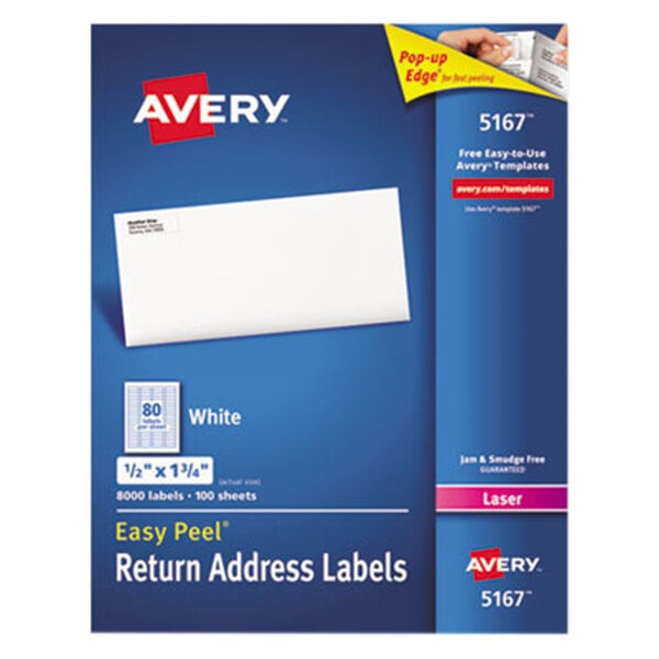 Avery 5167 Easy Peel 1 2 X 1 3 4 Printable Return Address Labels 8000 Box