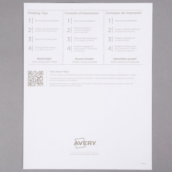 Avery 5165 8 1/2" x 11" White Full Sheet Shipping Labels 100/Box