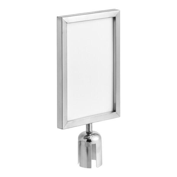 Lancaster Table & Seating 8 1/2" x 11" Silver Removable Steel Stanchion Vertical Sign Frame