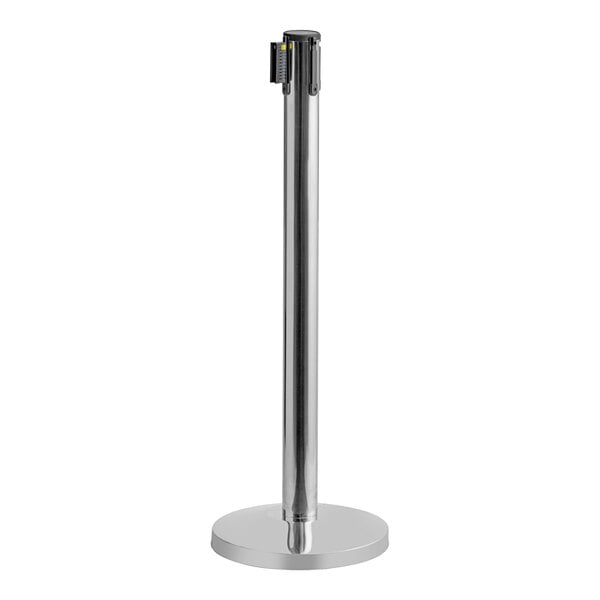 Lancaster Table & Seating Stainless Steel Silver 36" Crowd Control / Guidance Stanchion with 78" Retractable Belt