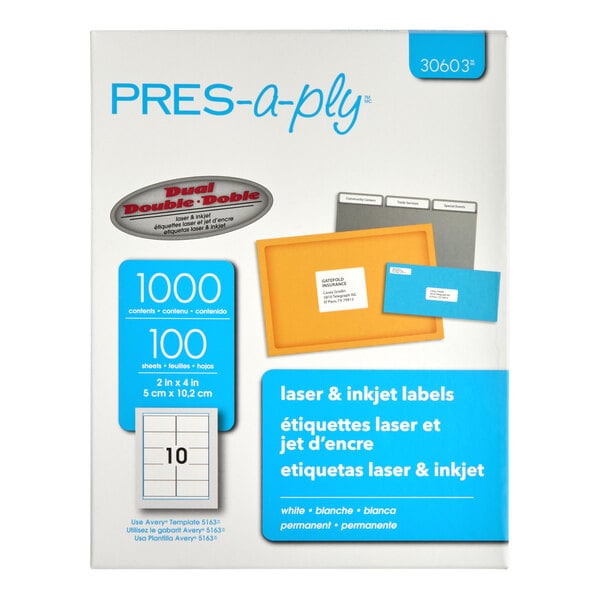 Avery® 30603 2" x 4" White Laser Shipping Labels - 1,000/Box