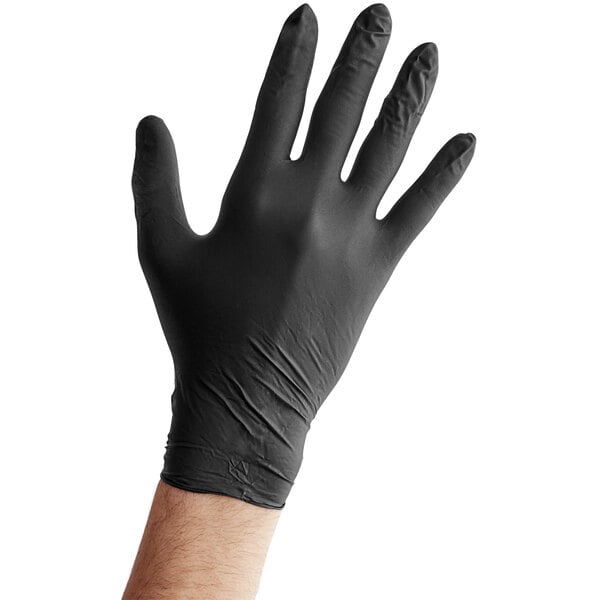 Lavex Powder-Free Disposable Nitrile Black 5 Mil Thick Textured Gloves -  Large - 1000/Case