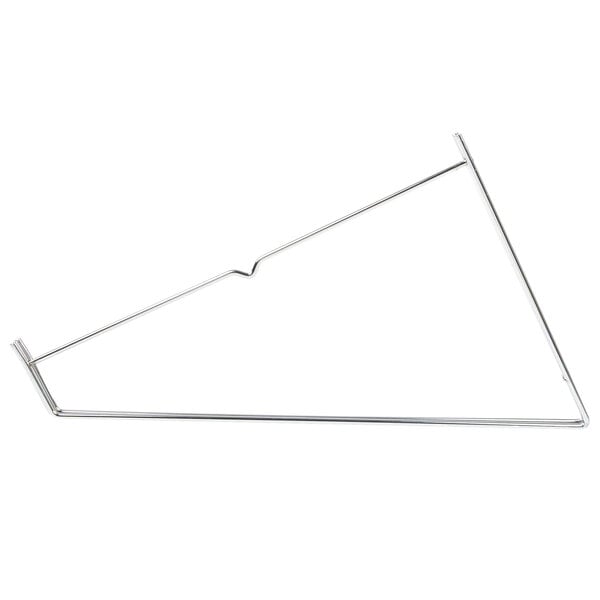 A Metro Erecta Shelf wall mount support and bracket set, a metal triangle with a long thin metal rod as a handle.