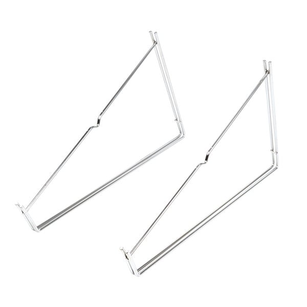 A pair of silver metal Metro Erecta Shelf wall mount supports.