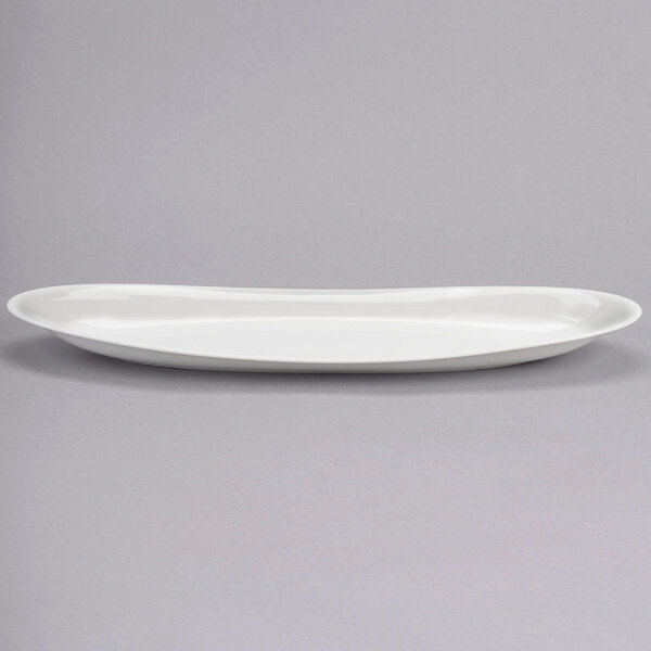 A white oval porcelain tray.