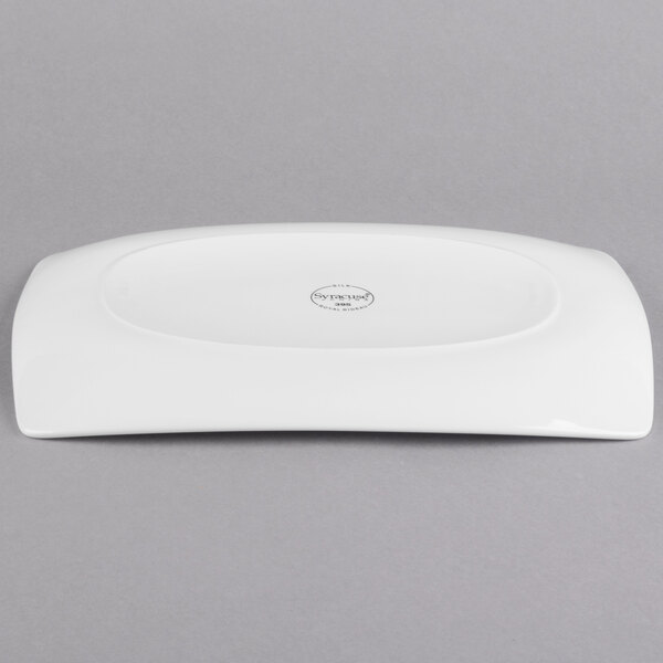 A white rectangular Reserve by Libbey Silk porcelain platter.