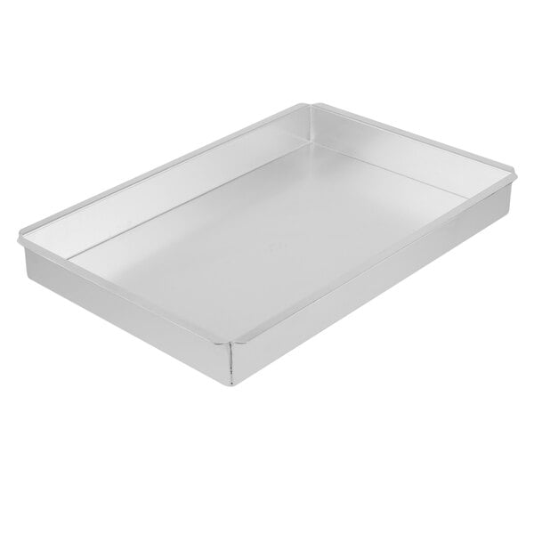 An Ateco silver rectangular metal cake pan.