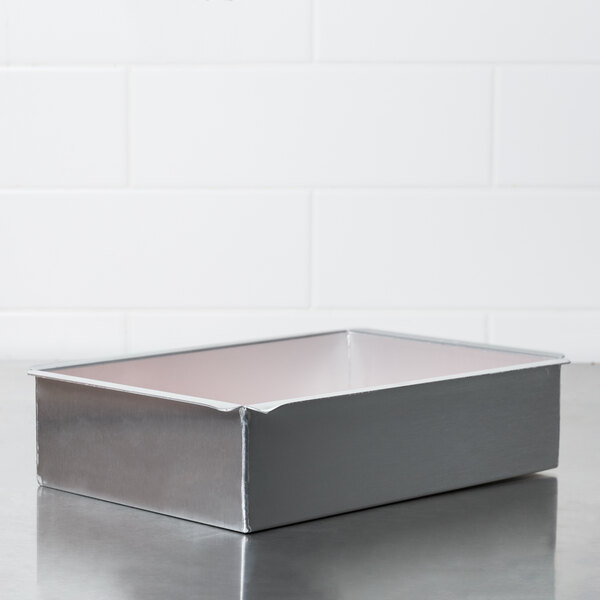 Ateco 12812 12" x 8" x 3" Aluminum Rectangular StraightSided Cake Pan