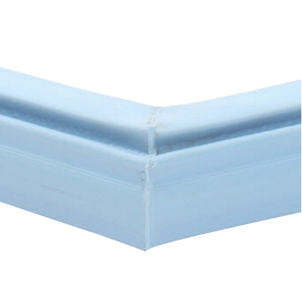 A close up of a blue plastic corner.