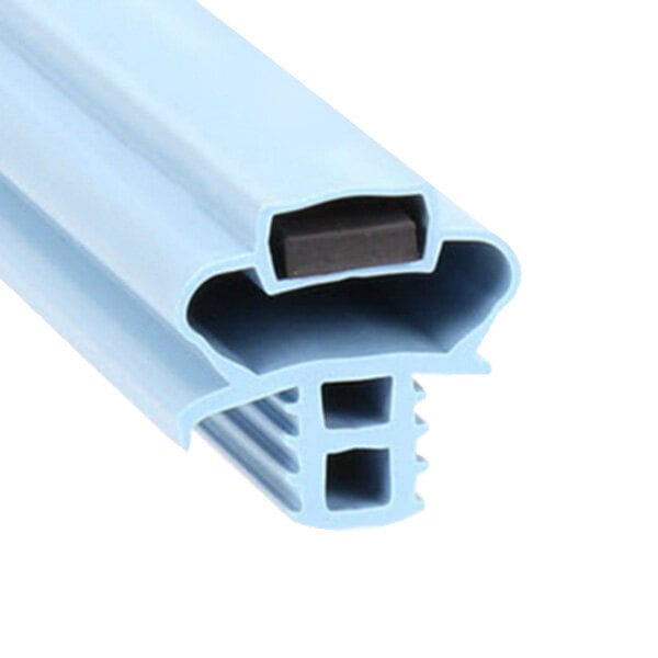 A blue PVC profile with two holes.