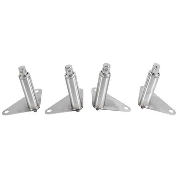 A box of four stainless steel Blodgett 8600 stacking leg brackets.