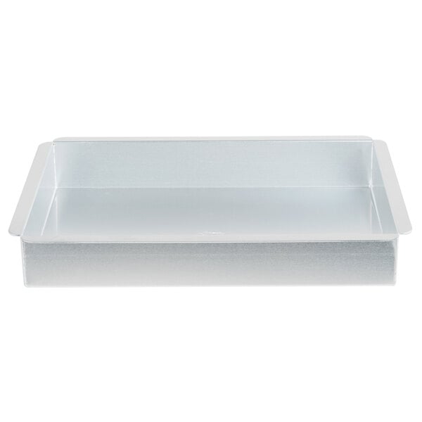 A silver rectangular Ateco cake pan.