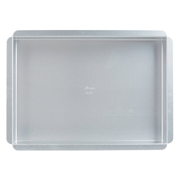 A silver rectangular Ateco cake pan.